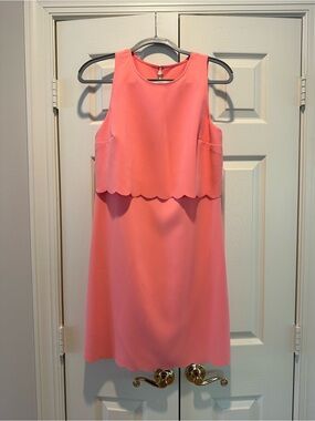 LOFT Coral Scallop Hem Sleeveless Mini Dress